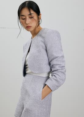 RuchedReady® Fumiko Ribbon Tweed Crop Jacket