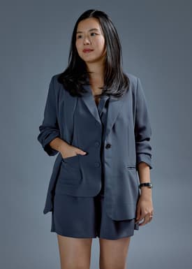 RuchedReady® Aika Lightweight Classic Shoulder Padded Blazer