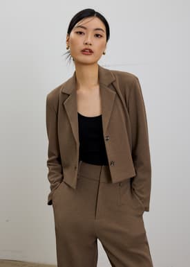 Love Bonito x AAGC Limited-edition Alya Boxy Crop Blazer (in Shiitake Clay)