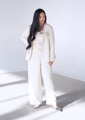 Love Bonito x AAGC Limited-edition RuchedReady® Moira Belted Collarless Blazer (in Tofu)