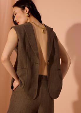Noa Relaxed Textured Shoulder Padded Vest