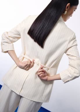 RuchedReady® Rachel Pinstripe Adjustable Waist Blazer