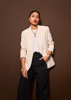 RuchedReady® Rachel Pinstripe Adjustable Waist Blazer