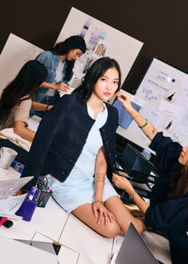 RuchedReady® Ellis Shoulder Padded Jacquard Tweed Boxy Jacket