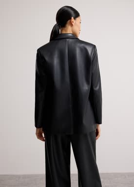 RuchedReady® Rachel Relaxed Vegan Leather Longline Blazer