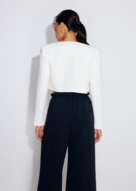 RuchedReady® Boxy Fumiko Round Neck Crop Jacket