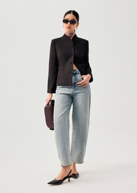 RuchedReady® Yue Mandarin Collar Cinched Jacket