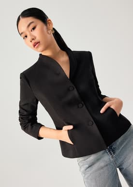 RuchedReady® Yue Mandarin Collar Cinched Jacket