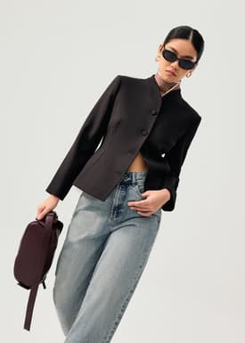 RuchedReady® Yue Mandarin Collar Cinched Jacket