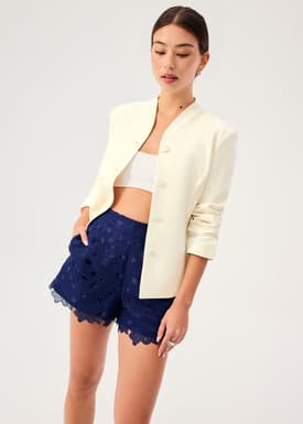 RuchedReady® Yue Mandarin Collar Cinched Jacket