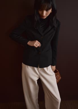 RuchedReady® Bianca Melange Peplum Blazer