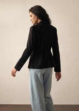 RuchedReady® Bianca Melange Peplum Blazer