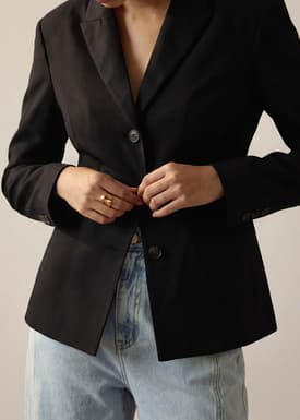 RuchedReady® Bianca Melange Peplum Blazer
