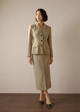 RuchedReady® Bianca Melange Peplum Blazer