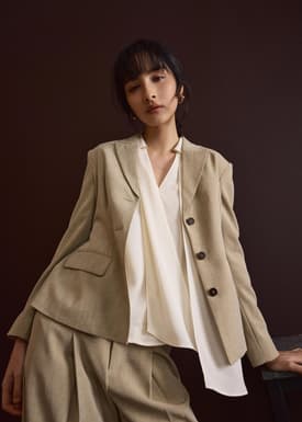 RuchedReady® Bianca Melange Peplum Blazer