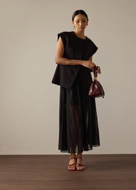 Riyo Twill Round Neck Boxy Vest