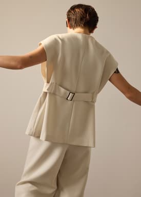 Riyo Twill Round Neck Boxy Vest