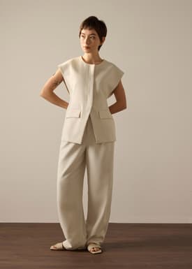 Riyo Twill Round Neck Boxy Vest