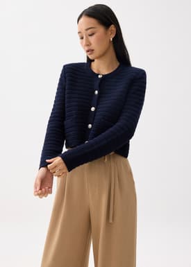 Kiara Shoulder Padded Crop Knit Cardigan