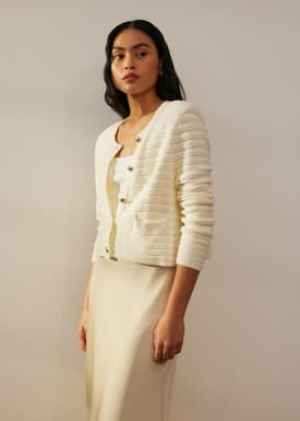 Kiara Shoulder Padded Crop Knit Cardigan