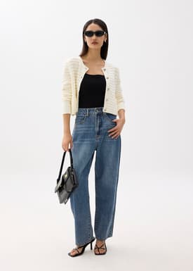 Kiara Shoulder Padded Crop Knit Cardigan