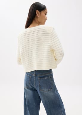 Kiara Shoulder Padded Crop Knit Cardigan