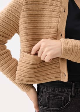 Kiara Shoulder Padded Crop Knit Cardigan