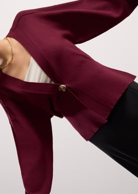 Priyanka Knit V-neck Puff Sleeve Fitted Cardigan