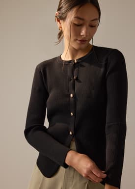 Najah Lyocell Knit Round Neck Fitted Cardigan