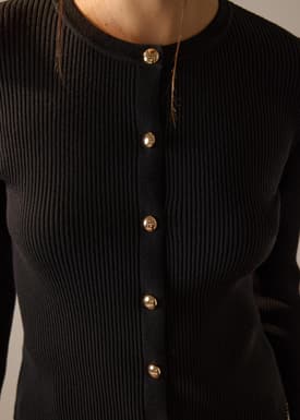 Najah Lyocell Knit Round Neck Fitted Cardigan