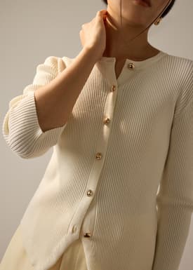 Najah Lyocell Knit Round Neck Fitted Cardigan