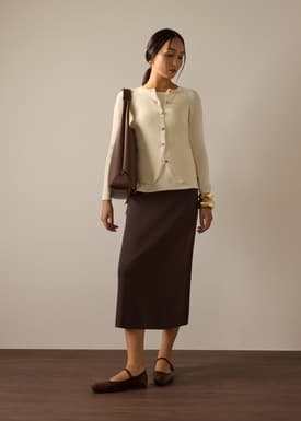 Najah Lyocell Knit Round Neck Fitted Cardigan