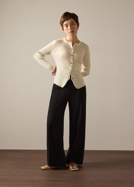 Najah Lyocell Knit Round Neck Fitted Cardigan