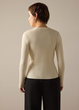 Najah Lyocell Knit Round Neck Fitted Cardigan