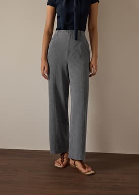 Leggy™ Pia Adjustable Hem Elastic Melange Straight Leg Pants