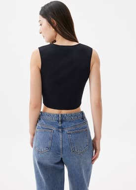 Sree Knit V-neck Crop Top