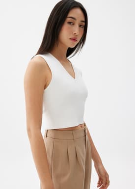 Sree Knit V-neck Crop Top