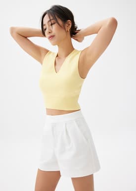 Sree Knit V-neck Crop Top