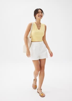 Sree Knit V-neck Crop Top