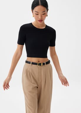 Kyle Knit Round Neck Crop Top