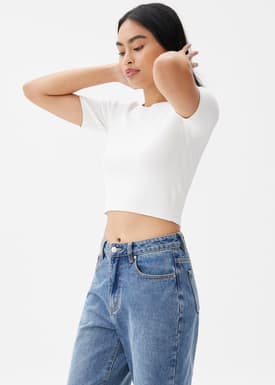 Kyle Knit Round Neck Crop Top