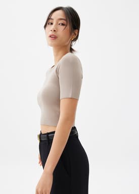 Kyle Knit Round Neck Crop Top