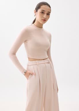Mason Crop Crew Neck Long Sleeve Top