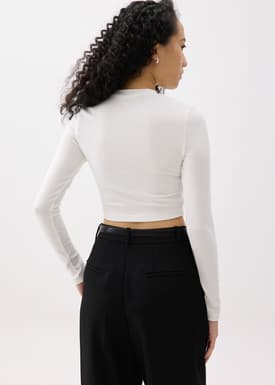Mason Crop Crew Neck Long Sleeve Top