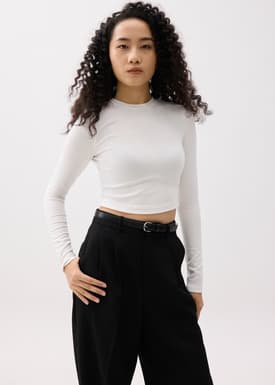 Mason Crop Crew Neck Long Sleeve Top