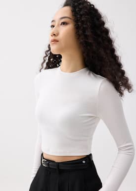 Mason Crop Crew Neck Long Sleeve Top