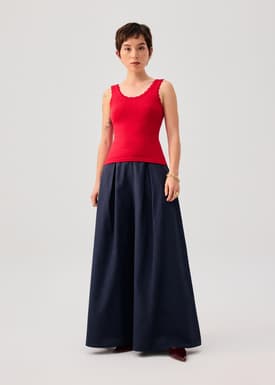 Rue Knit Scoop Neck Scallop Edge Tank Top