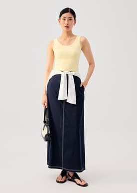 Rue Knit Scoop Neck Scallop Edge Tank Top