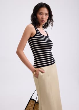 Katya Ribbed Knit Square Neck Tank Top
