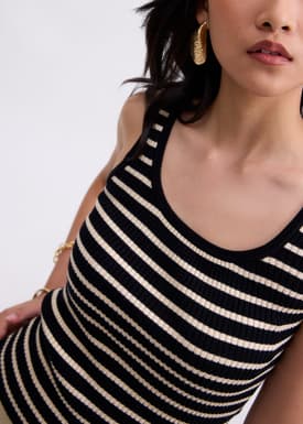 Katya Ribbed Knit Square Neck Tank Top